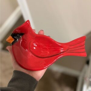 Red Ceramic Cardinal Bird Figurine